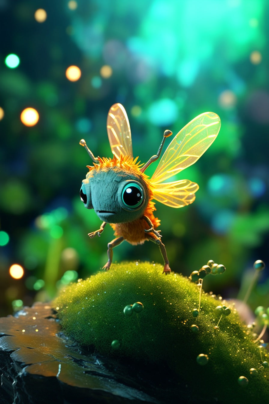 Schattige honingbij met grote ogen