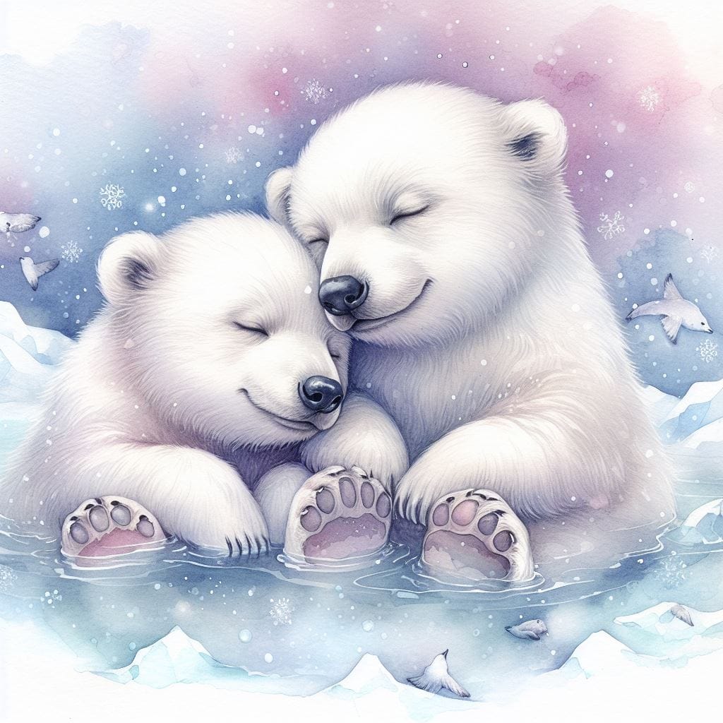 Snowy Smiles White Bears in Joy