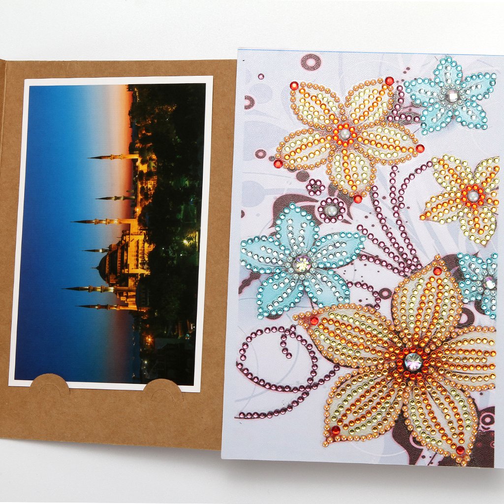 Albumomslag met gele en blauwe bloemen Painting