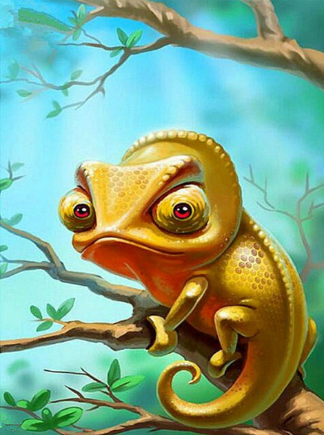 Cartoon Chameleon Paint by Diamonds