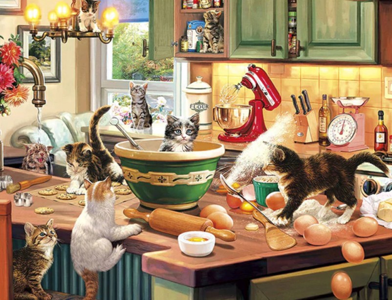 Cats in Kitchen Diamond Painting