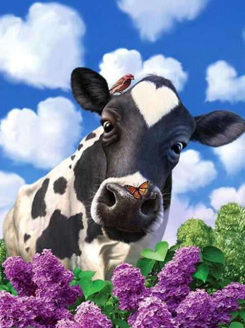 Cow & Lavenders Diamond Painting