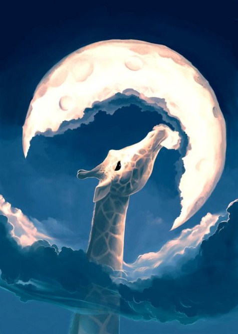 Giraffe Eating Moon Paint by Diamonds