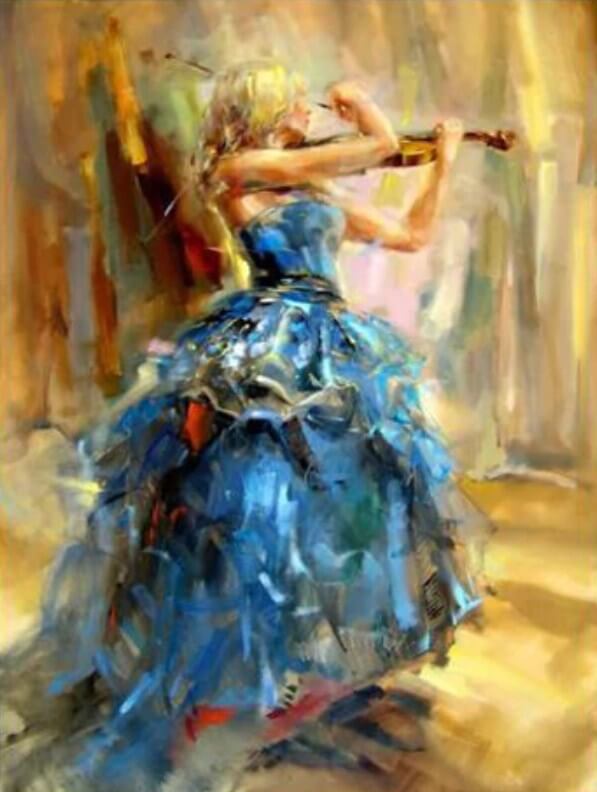 Girl Playing Violin DIY Painting