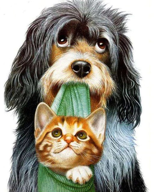 Kitten & Puppy Diamond Painting