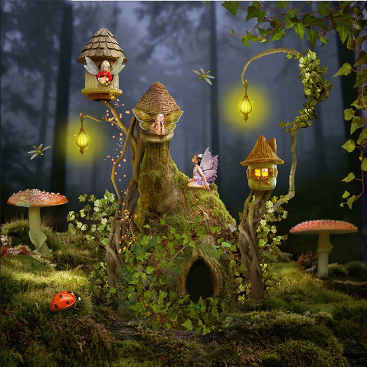 Little Fairies in their Magical Houses Diamond Painting