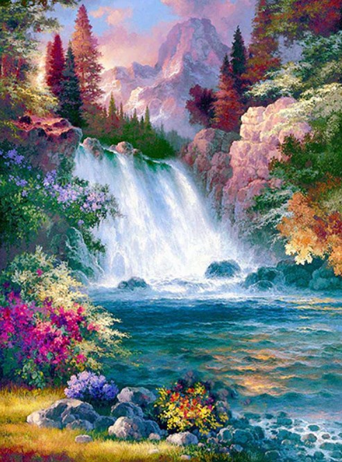 Misty Waterfall Diamond Painting Kit