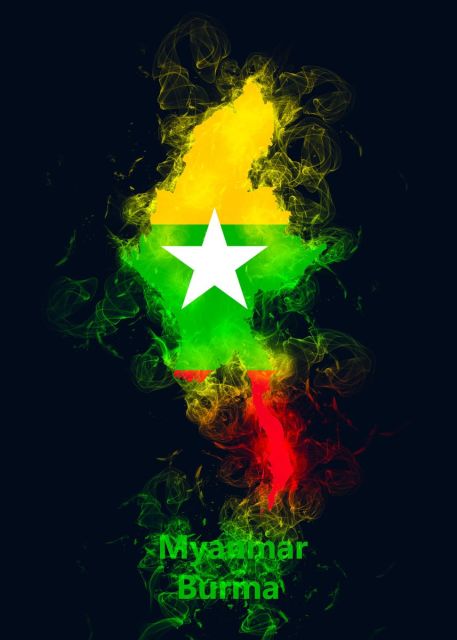 Kaart van Myanmar (Birma) - diamond painting