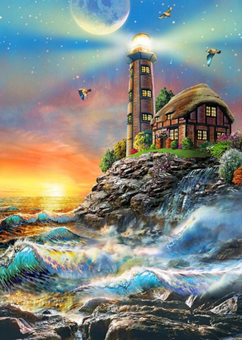 Ocean Waves & Light House Diamond Painting