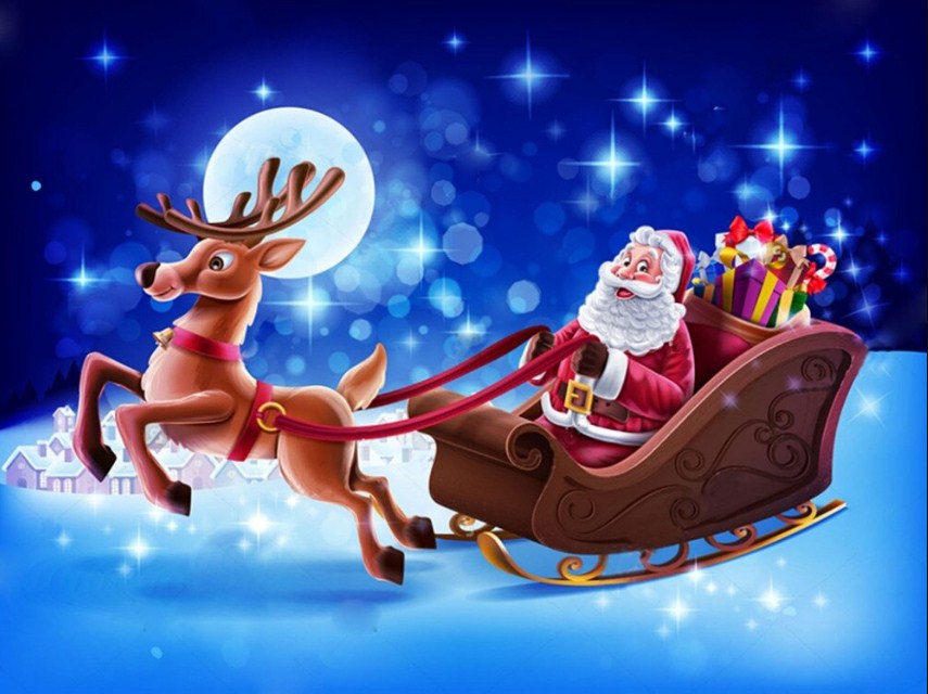 Santa Claus Sitting In Sleigh Diamond Painting