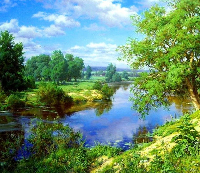 Summer Trees & Lake View Diamond Painting