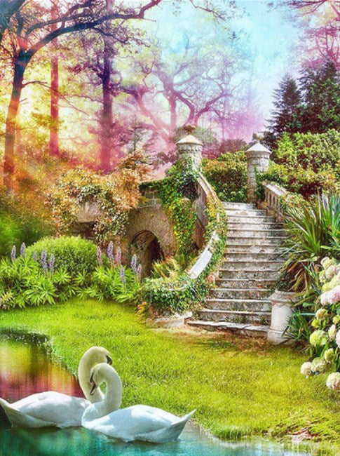 The Dream Garden & Swans Pair Diamond Painting