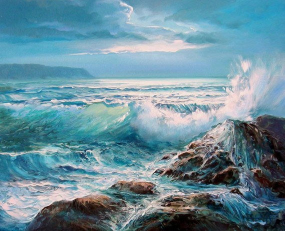 Waves Crashing on Rocks Diamond Painting Kit