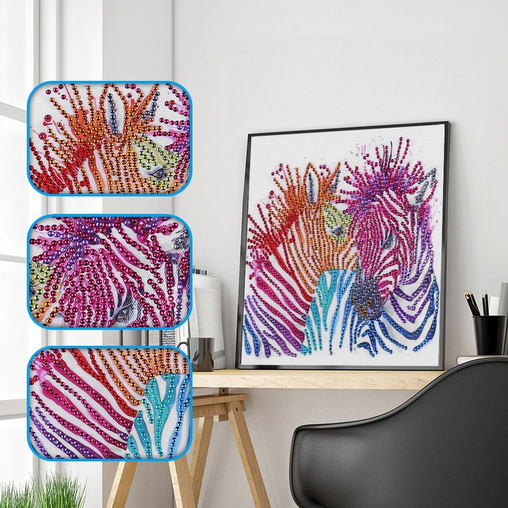 zebra Kleurrijk strepen - speciaal diamond painting