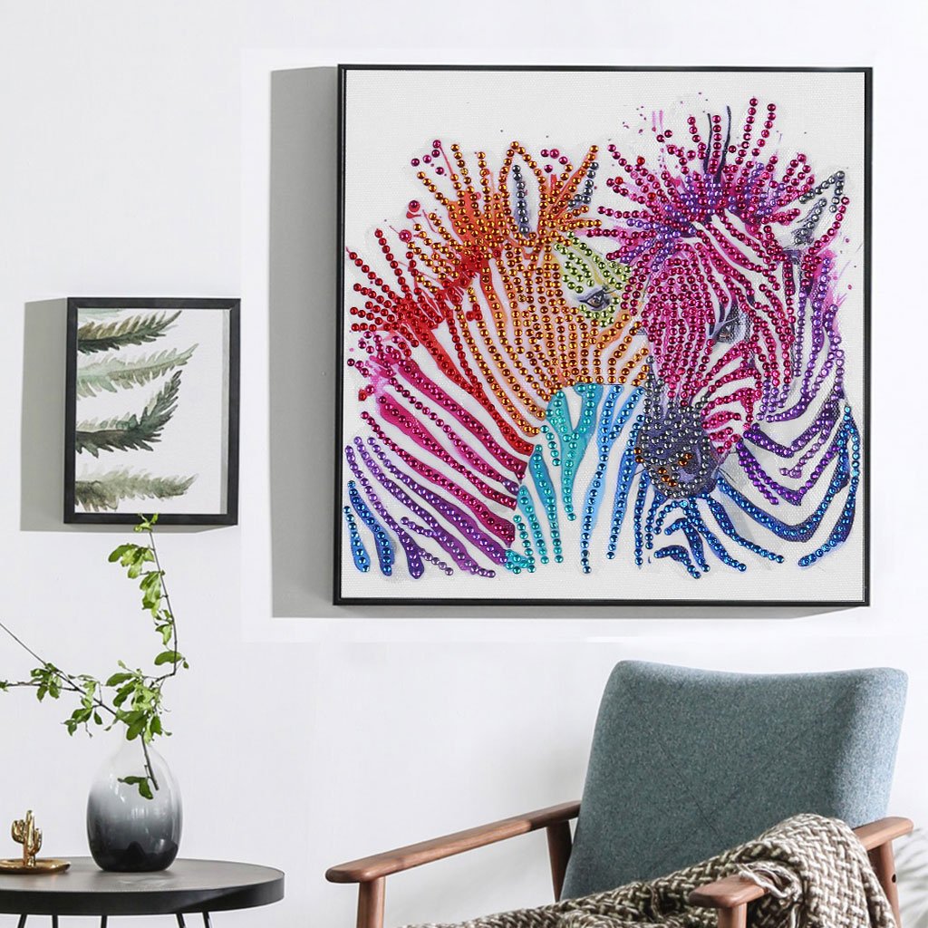 zebra Kleurrijk strepen - speciaal diamond painting