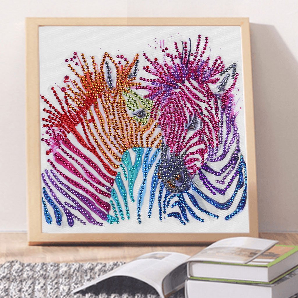 zebra Kleurrijk strepen - speciaal diamond painting