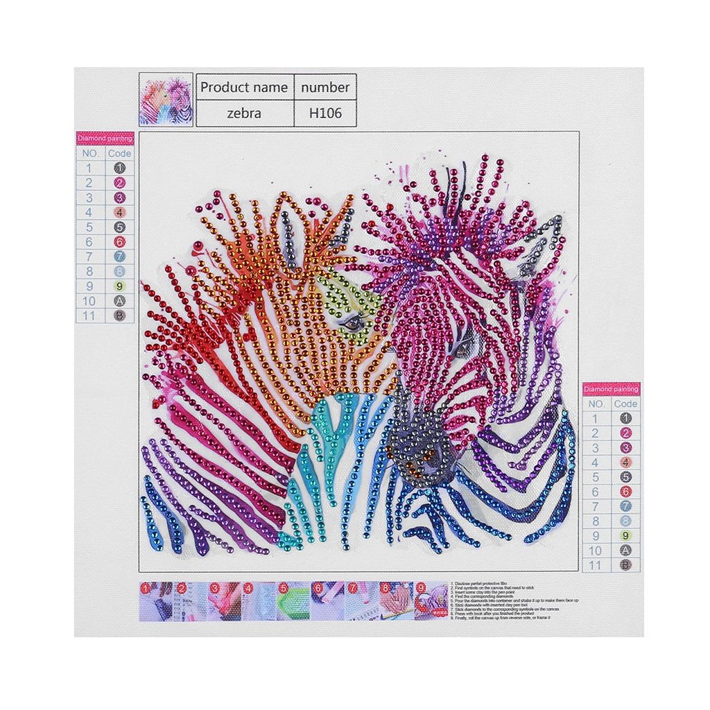 zebra Kleurrijk strepen - speciaal diamond painting