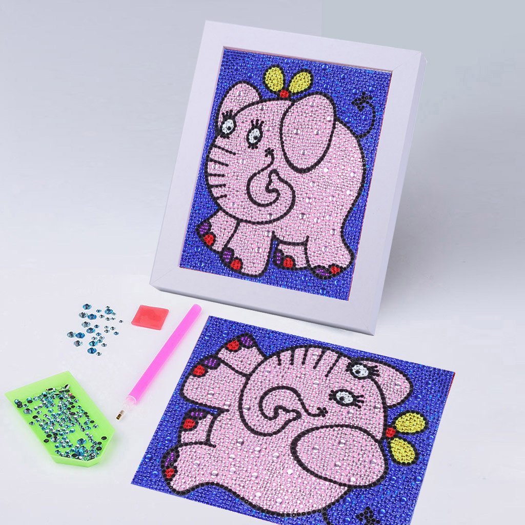 Geanimeerde roze olifant - speciaal diamond painting