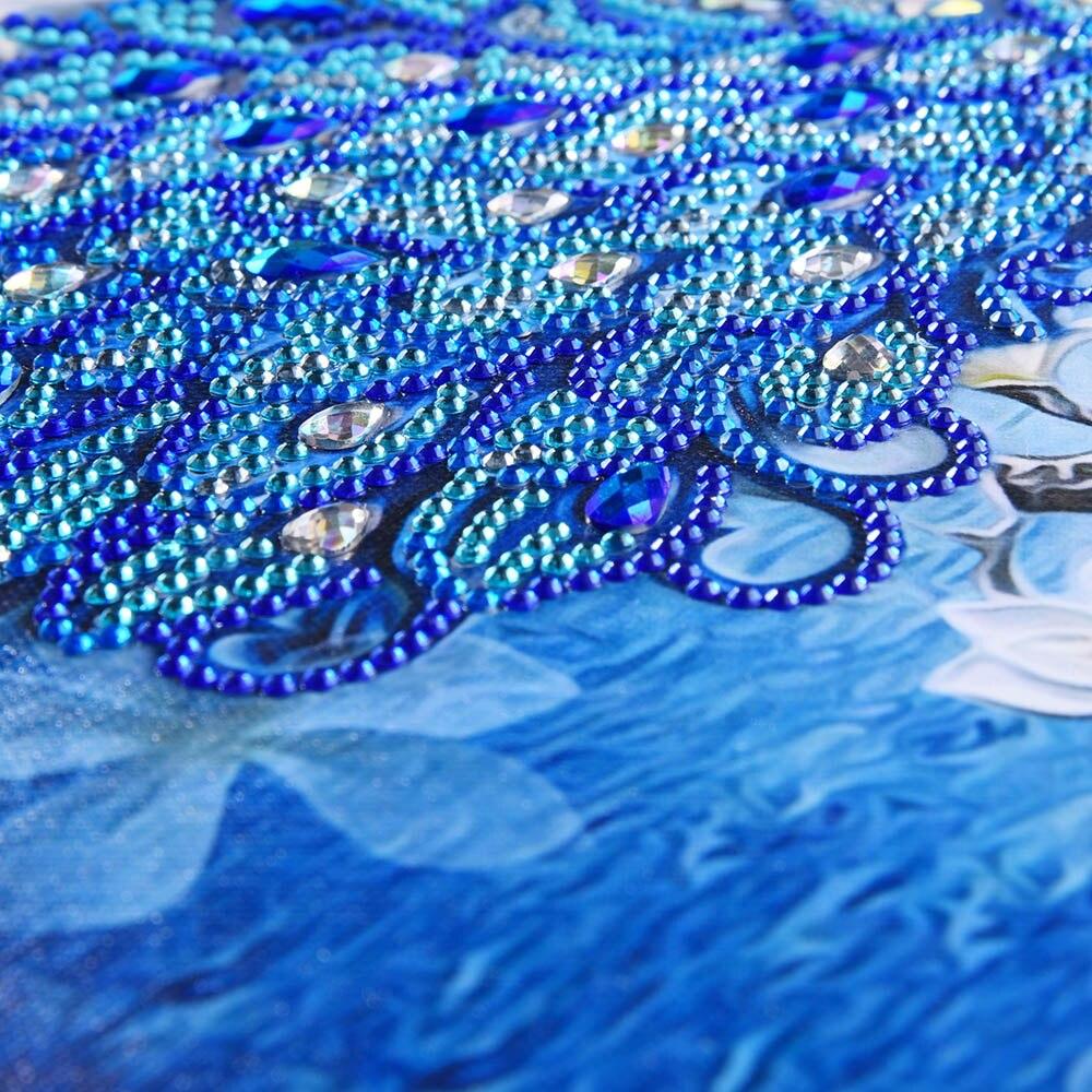 Blauwe pauw - speciaal Gevormd diamond painting