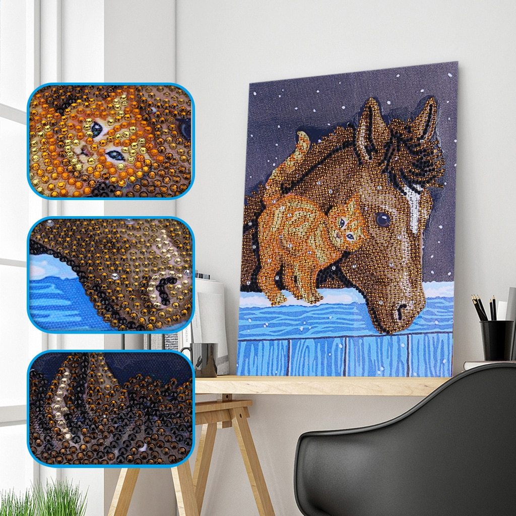Kattenvriend met paard - speciaal diamond painting