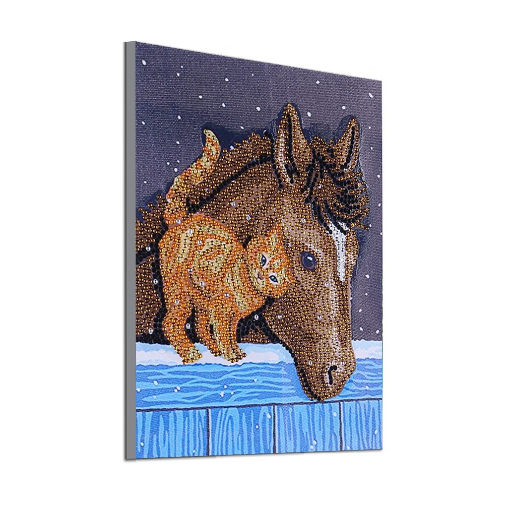 Kattenvriend met paard - speciaal diamond painting