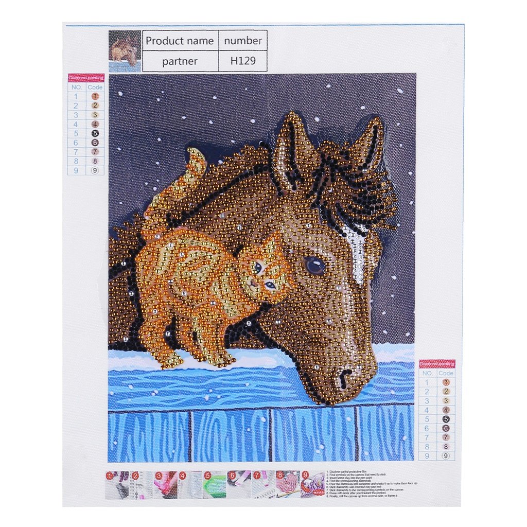 Kattenvriend met paard - speciaal diamond painting