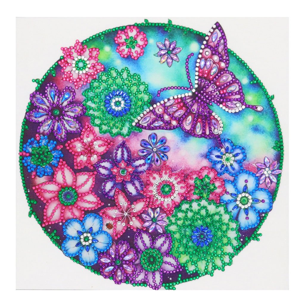 Vlinder in bloementuin - speciaal diamond painting