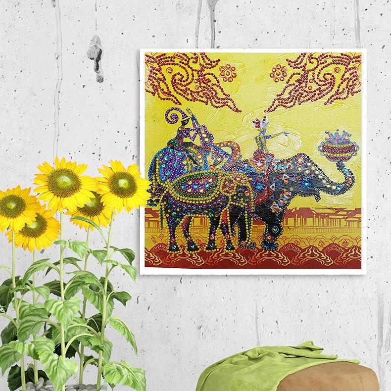 Indische koninklijke olifant - speciaal diamond painting