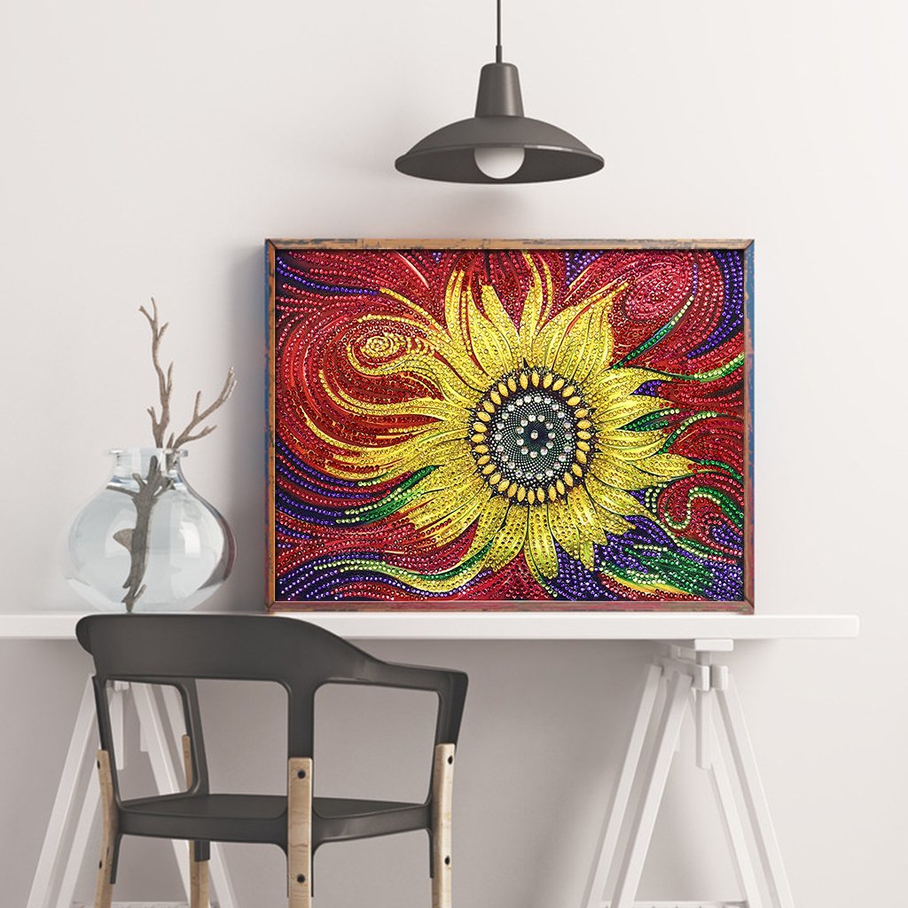 Abstracte Zonnebloem - speciaal diamond painting