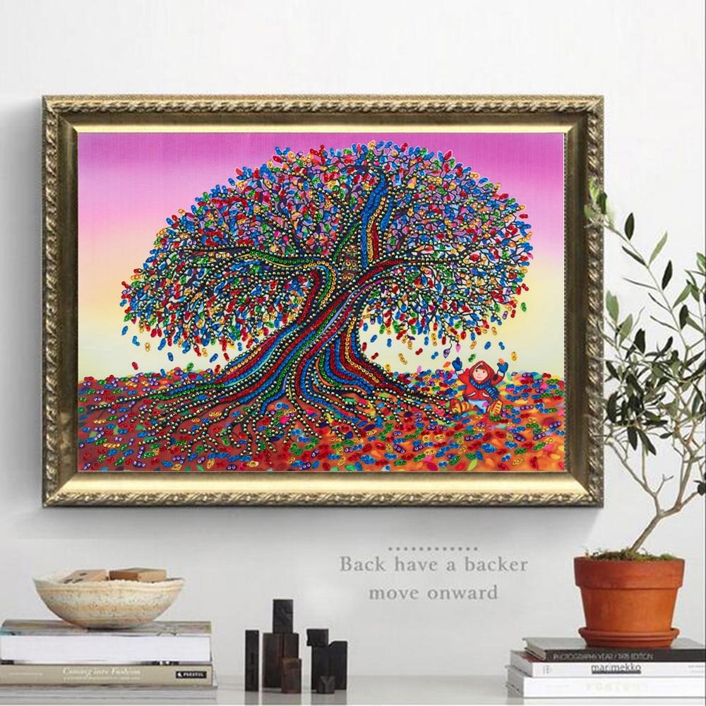 Kleurrijke bloemenboom - speciaal diamond painting