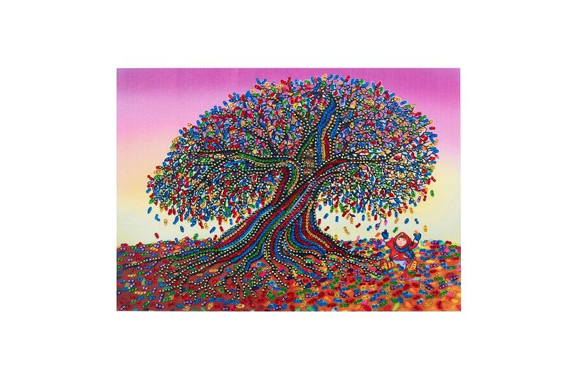 Kleurrijke bloemenboom - speciaal diamond painting