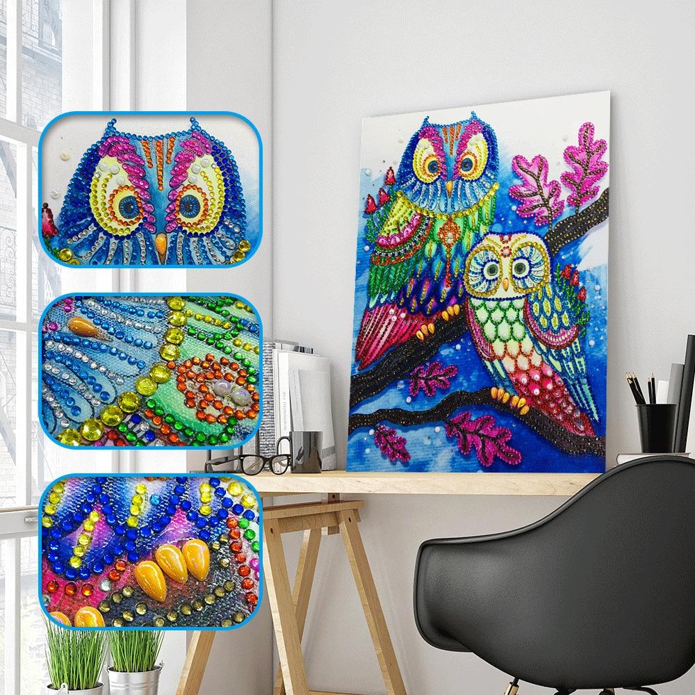 Kleurrijke uilen - speciaal diamond painting