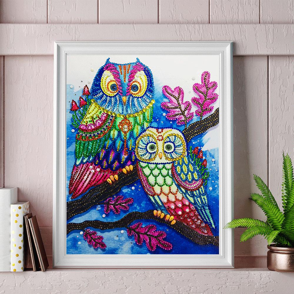 Kleurrijke uilen - speciaal diamond painting