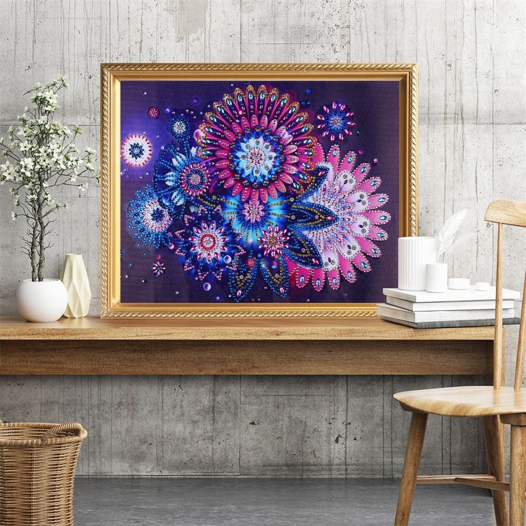 Abstracte bloemen speciaal diamond painting