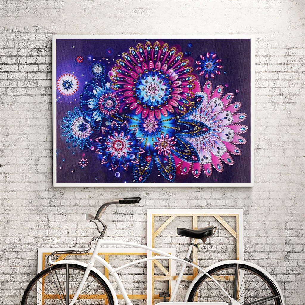 Abstracte bloemen speciaal diamond painting