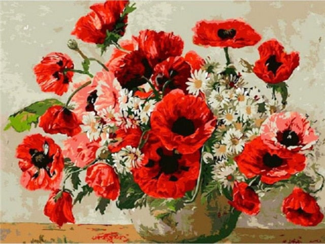 Papaverbloemen in een mand