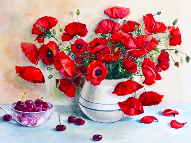 Kersen en klaprozen een perfecte combinatie