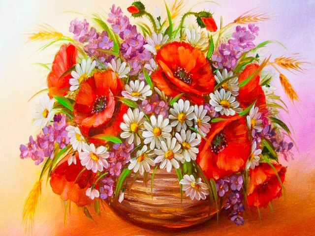 Bos van papaverbloemen diamond painting