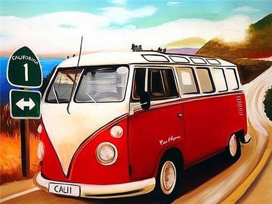 Rood & Wit Volkswagen Type 2- Verf met diamanten