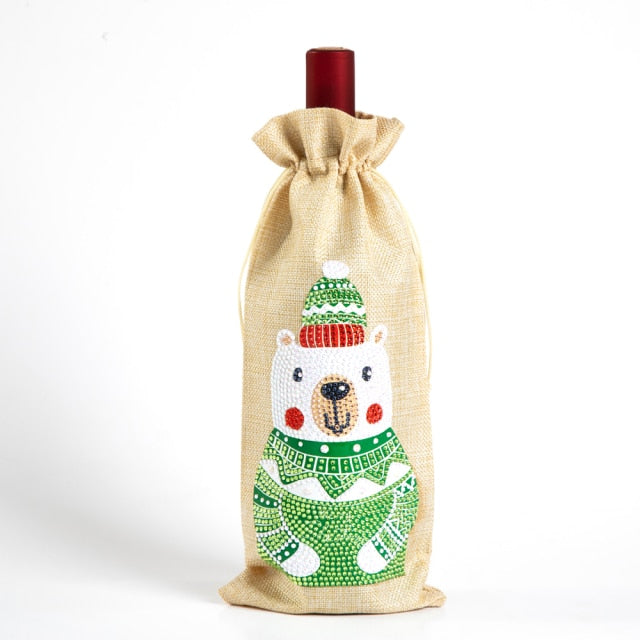 Speciaal gevormde diamond painting Christmas Wine Bottle Cover