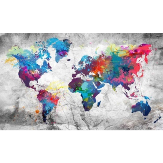 Wereldkaart DIY diamond painting