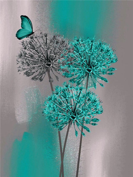 Vlinder & paardebloem diamond painting