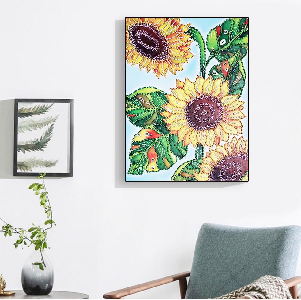 Moderne Kunst zonnebloem - speciaal diamond painting