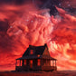 House on Red Clouds Diamond Painting