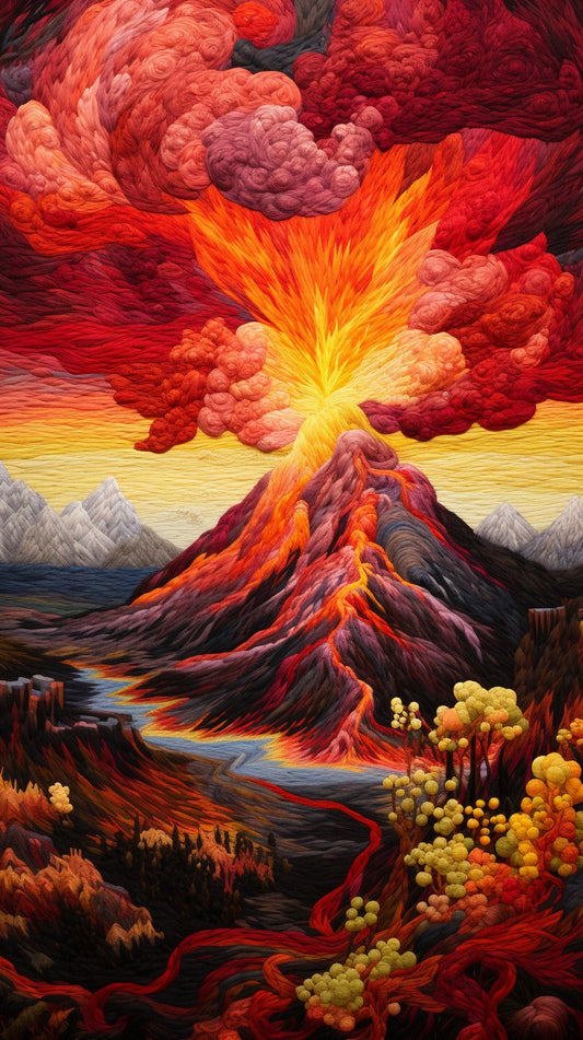 Vulkaan explodeert - Schilderij van Diamanten