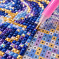 Close up van diamond painting steentjes met AB regenboogglans