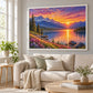 Ingelijste diamond painting aan de muur in de woonkamer