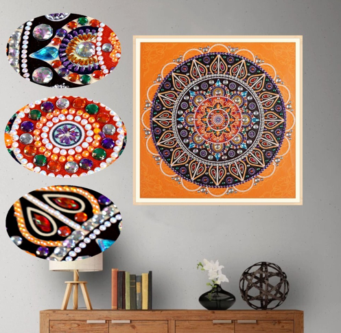 Orange Mandala Art - Special Shaped Diamond