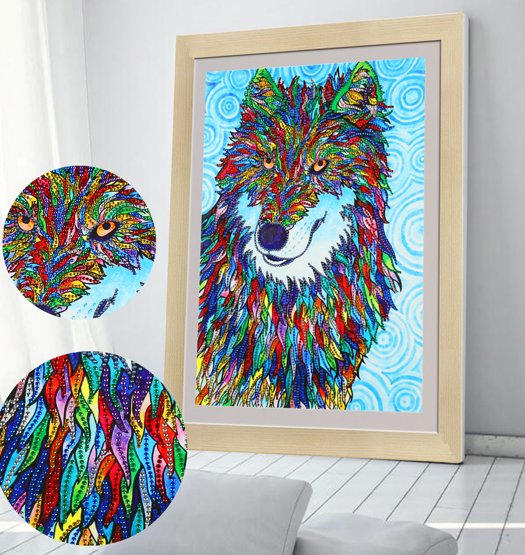 Colorful Wolf - Special Shape Diamond