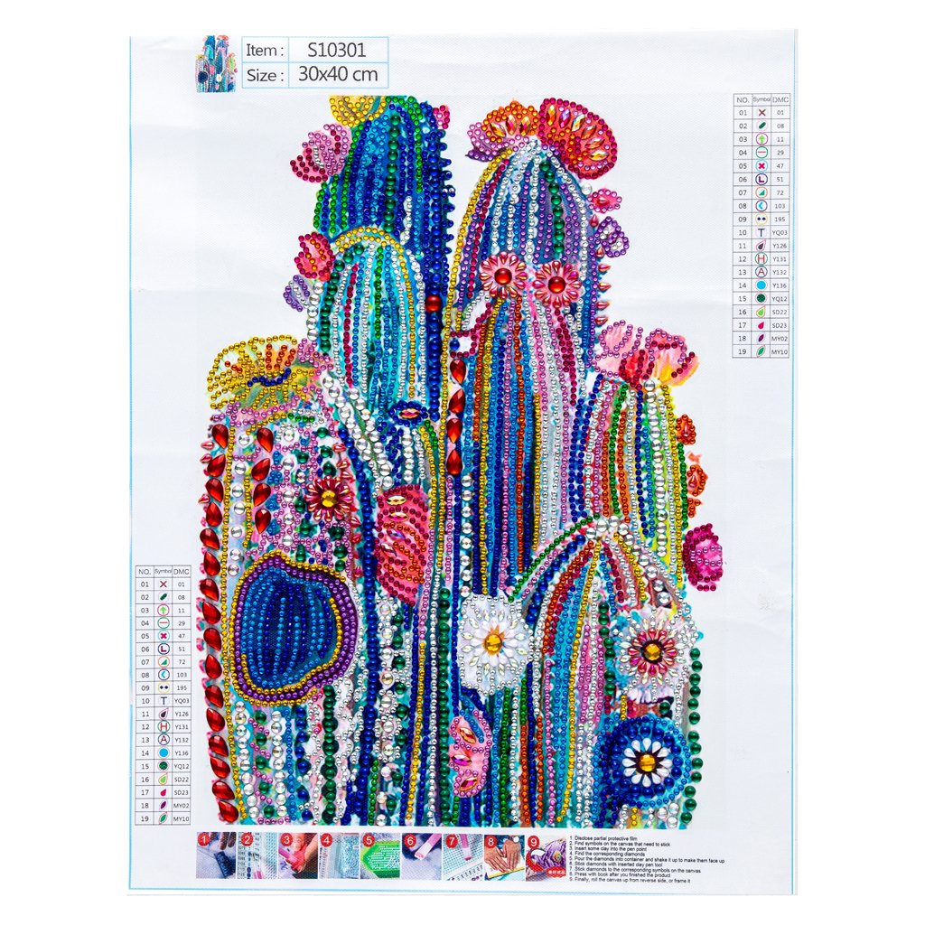 Kleurrijke Cactus speciaal diamond painting set